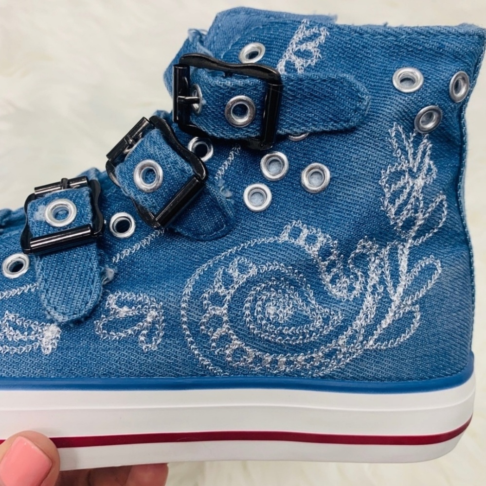 1 LEFT!! Embroidered Denim High Tops - Picture 4 of 7